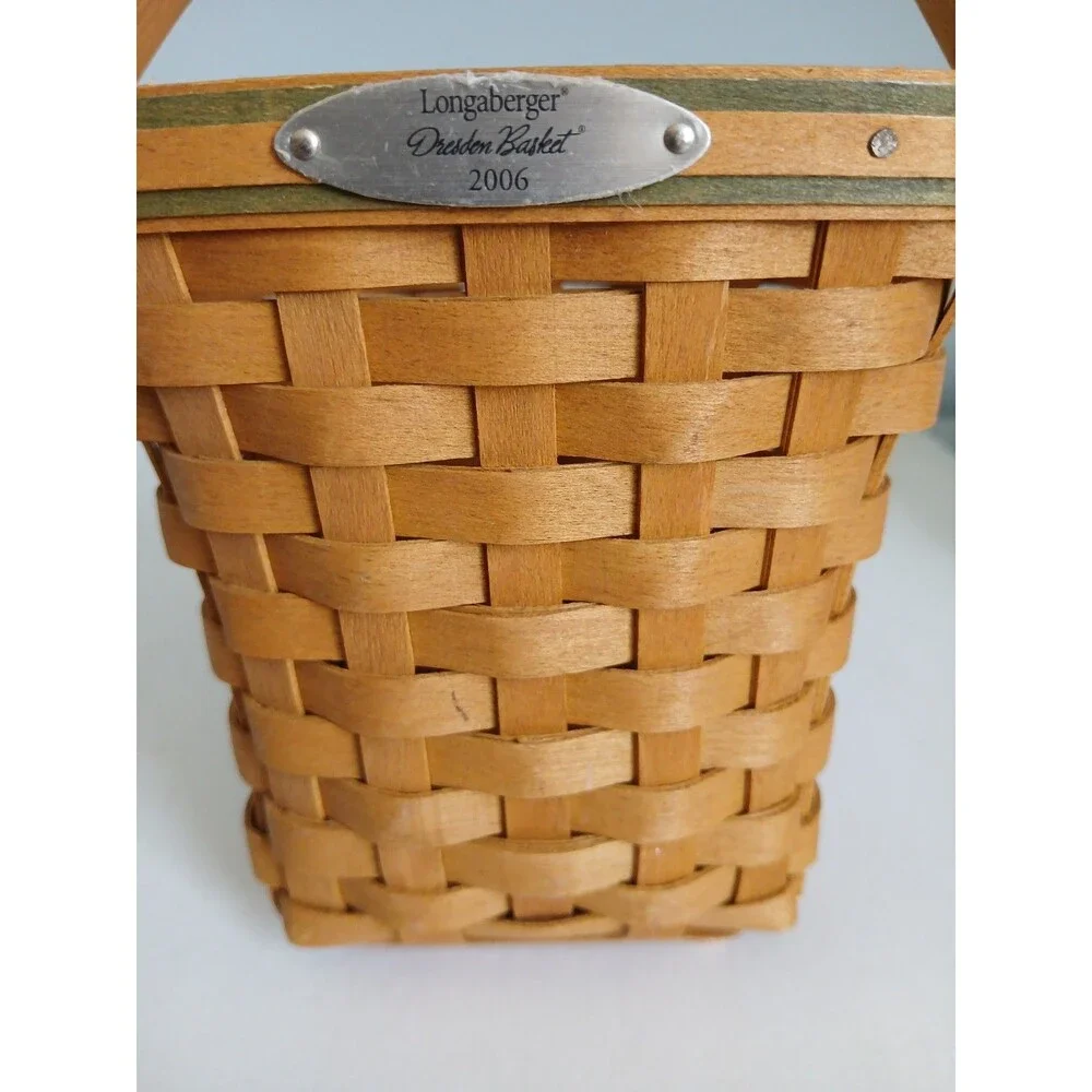 Longaberger 2006 Dresden Basket w Protector & Liner Signed Bottom